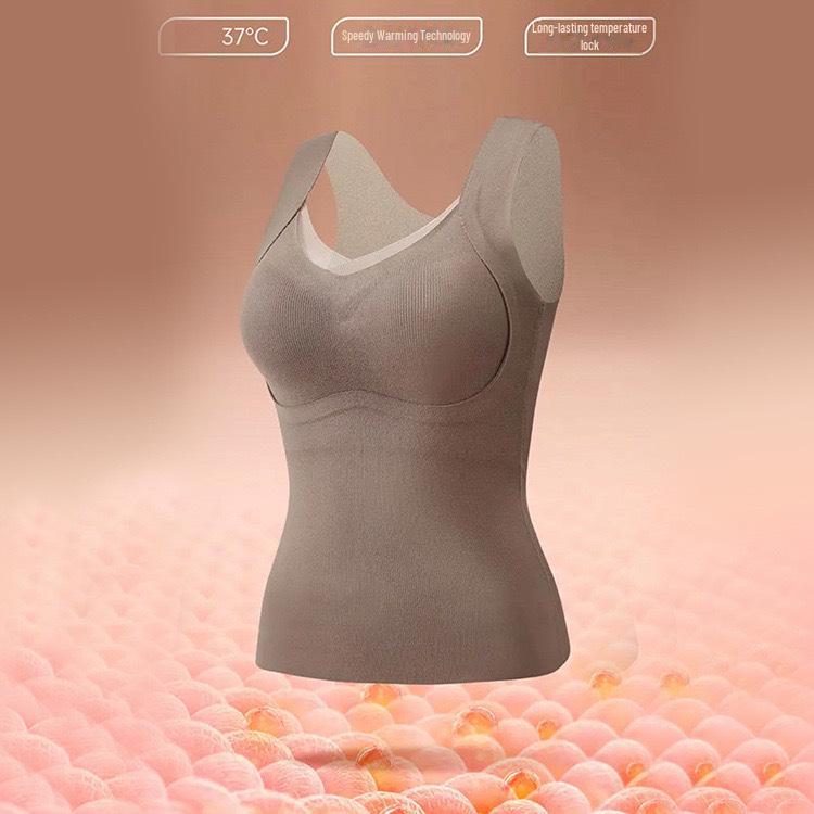 "Seamless Thermal Vest with Chest Pads: Body Shaping, Tummy-Tightening, Thickened and Warm Cationic Material"