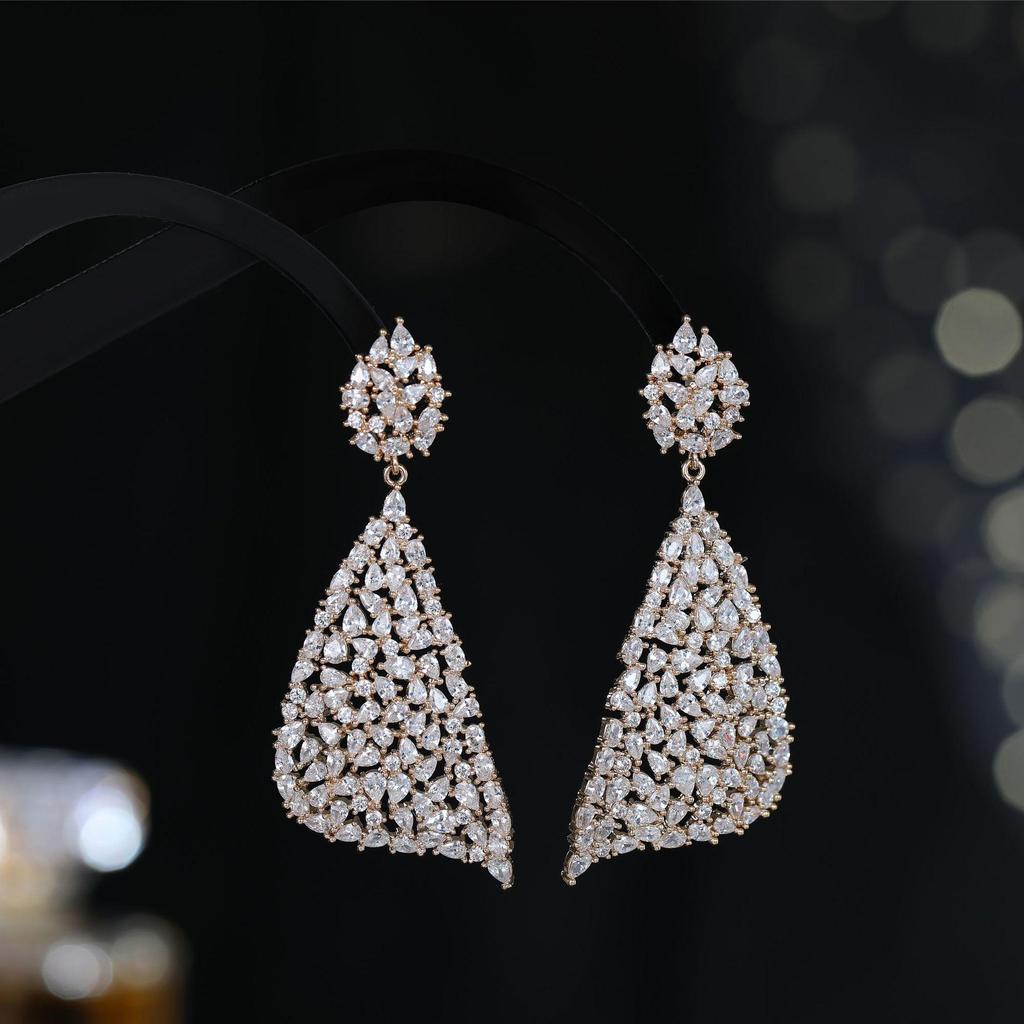 Orecchini Pendenti Lunghi in Argento Sterling S925 Zircone Stile Lusso Leggero 2026