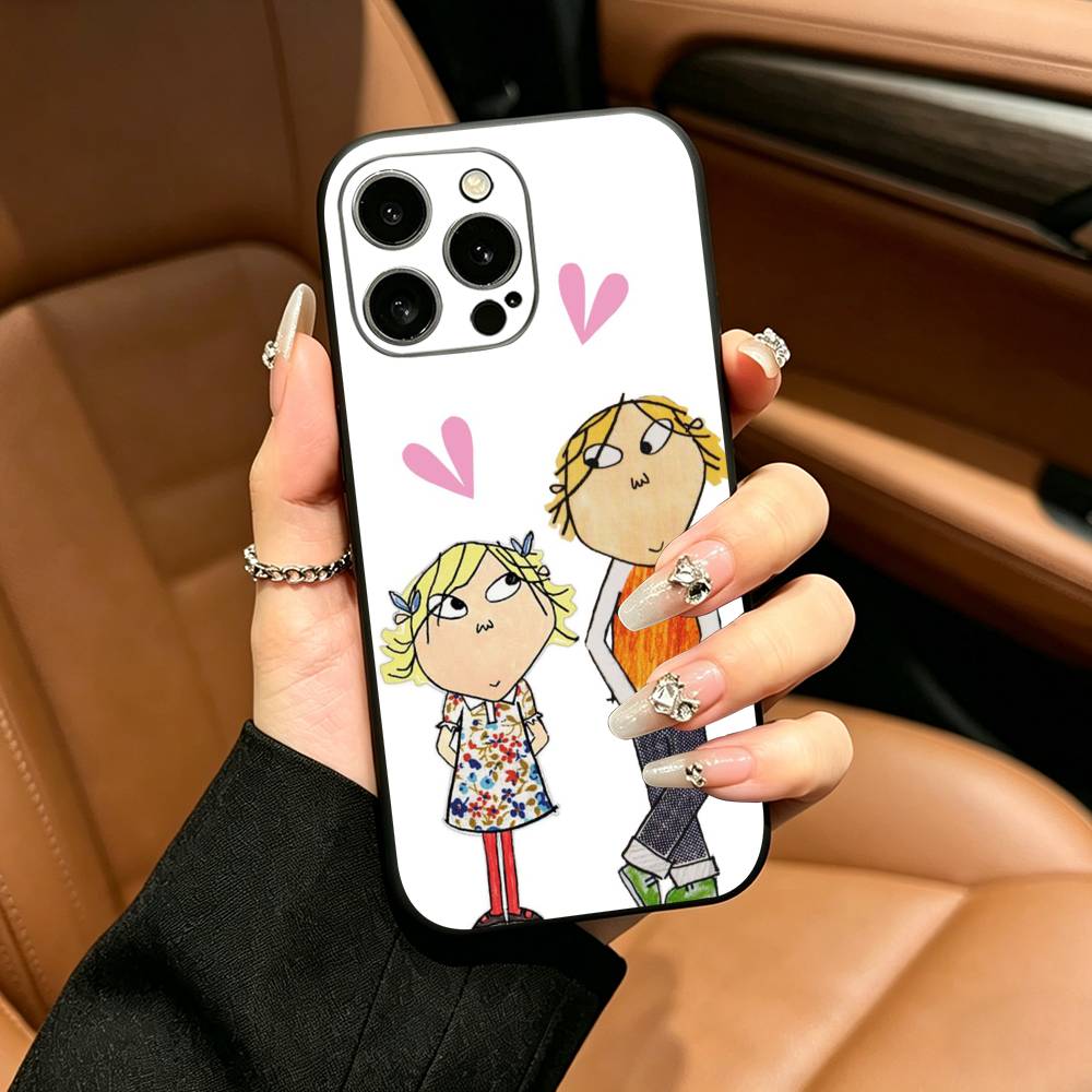 Animation Charlie and Lola Phone Case For iPhone 17,16,15,14,13,12,11 Pro Max,16/15/14Plus,XS Soft Black Cover