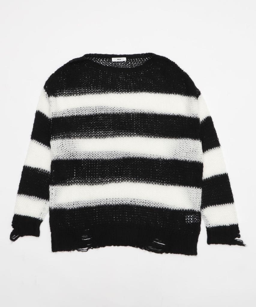 WEGO Mohair Touch Border BIG Size White Border Women's Knit, F,