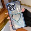 Heart-shaped Mirror Electroplated TPU + Acrylic Phone Case with Holder