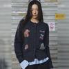 unifree Damen Retro Academy Hunde-Aufnäher Strick-Cardigan