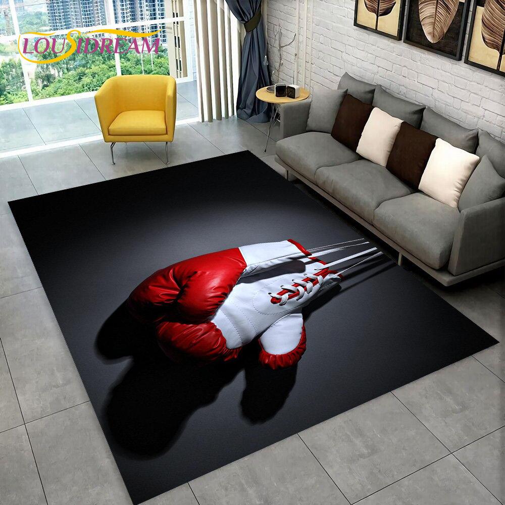 Rękawice bokserskie 3D Bokser Walka Dywan duży, Dywan do salonu sypialni sofa wycieraczka dekoracja, mata podłogowa antypoślizgowa dla dzieci