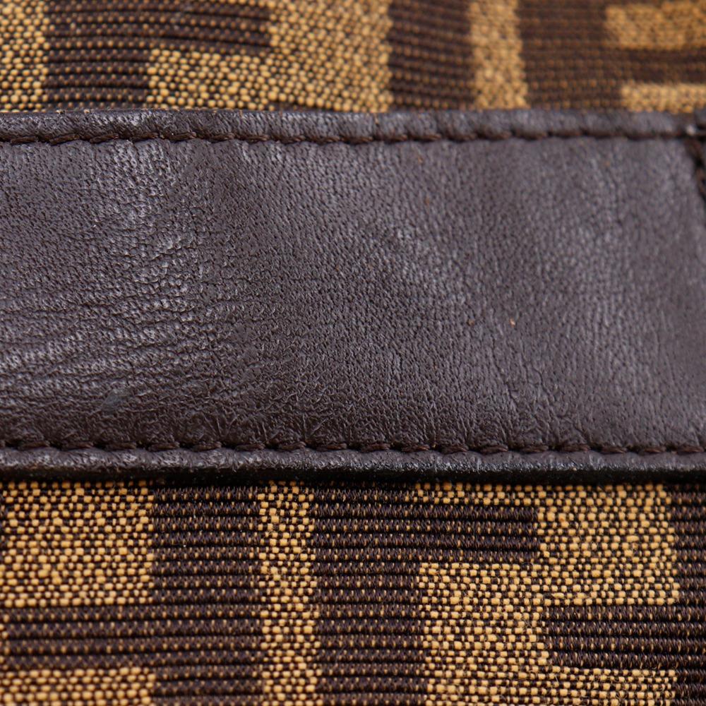 Fendi Zucca Shoulder Bag Brown Nylon Canvas Women Used