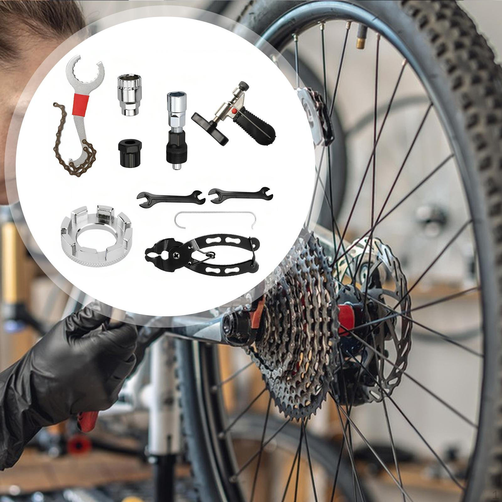 9Pcs Bike Tool Kit 3 in 1 Cassette Remover Wrench Sprocket Removal Tools for Road