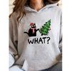 2025 Women's Festive Christmas Cat Print Hoodie Women Sweatshirt Casual Long Sleeve Fall & Winter Warm Hoodie