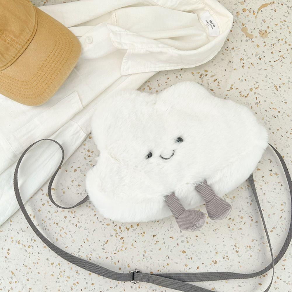 Plush White Cloud Plush Lolita Bag Soft White Cloud Shoulder Bag Cell Phone Pouch