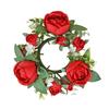 Artificial Rose Flower Candle Wreath Valentine's Day Candle Stand Rings for Pillars Wine Bottle Wedding Decoration