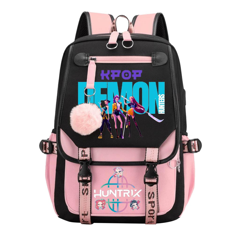 New Korean Style Campus Backpack for Women Students Anime Girl Group Movie Print Fashion Trendy Lightweight Laptop Bag