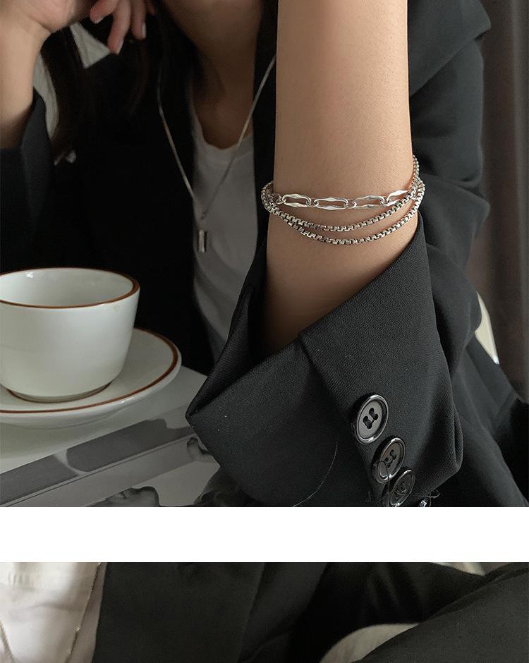 Korean Retro Round Bead Bracelet Women 925 Silver Letter H - Trendy Student Jewelry