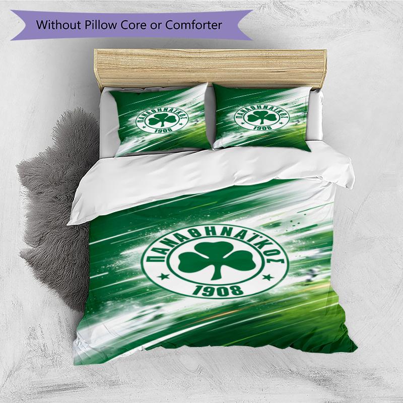 3pcs Duvet Cover Set (1*Duvet Cover + 2*Pillowcase, Without Core), Panathinaikos FC Print Bedding Set, Bedroom Decor, All‑Season, Gift