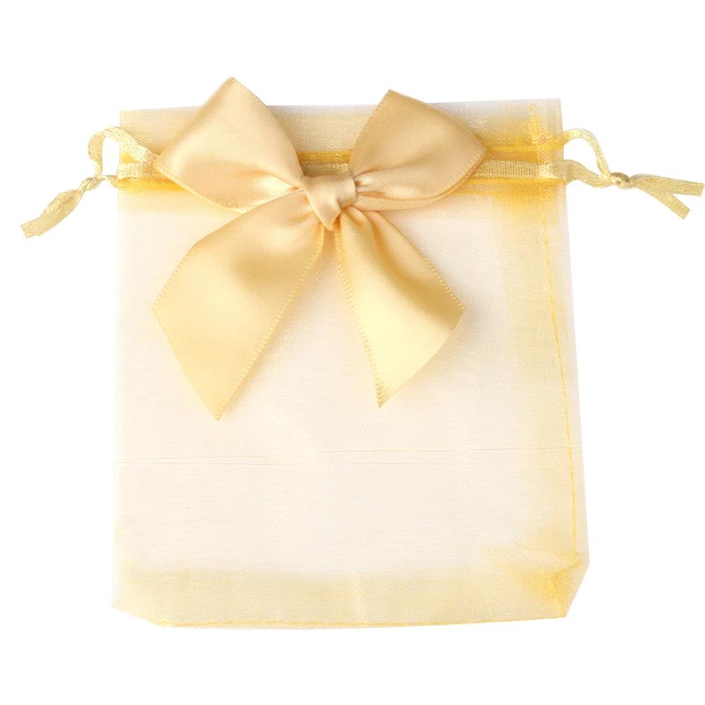 10/20/30 st Organza Presentpåsar Rosett Julkalas Bröllop Godispåsar Utsökta Smyckesförpackningar Dragskopåsar Festtillbehör
