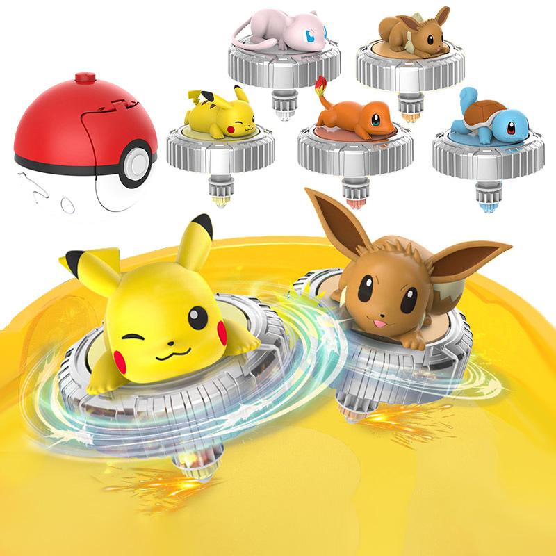 Pokemon Arena Battle Set Spinning Top Ball Game Pikachu Charmander Mew Action Figure Box for Kids