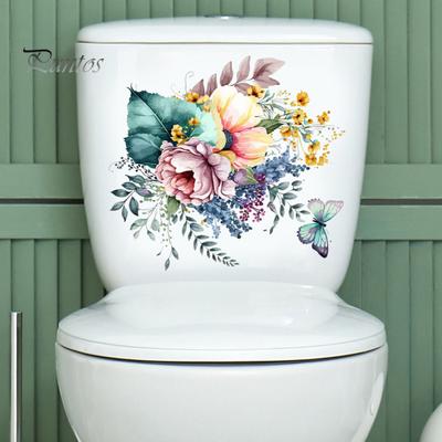 Adesivo per WC con motivo floreale Adesivo per coperchio WC Adesivo autoadesivo per bagno per l'arredamento del bagno di casa