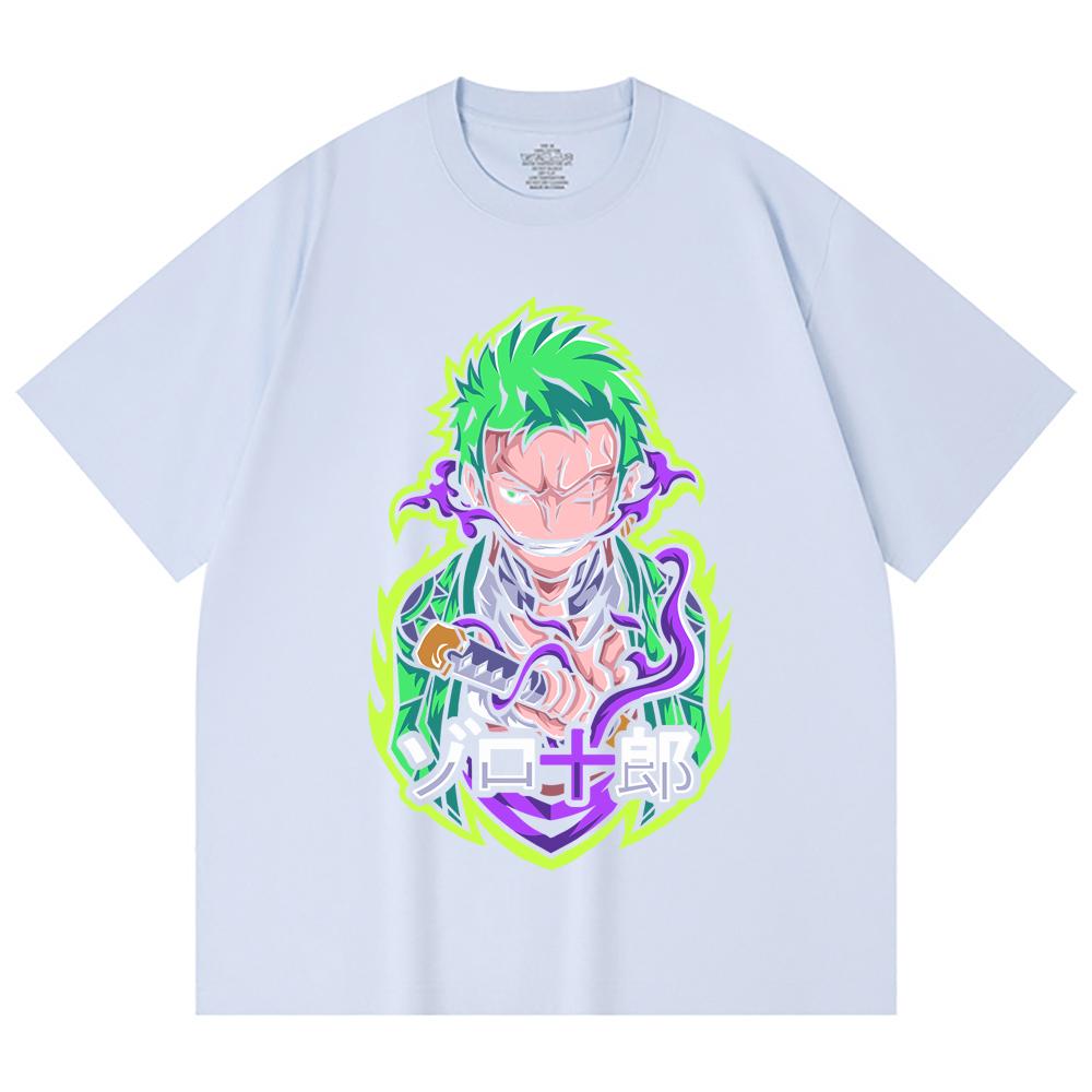 230 Gsm 100% Cotton One Piece V80 Zoro Print Unisex Heavy Cotton T Shirt