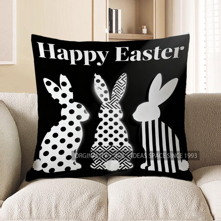 2D Happy Easter Bunnies: Stylish Easter Decor Pattern Cushion Cover Suitable For Sofa Bedroom Car Pillow Cover