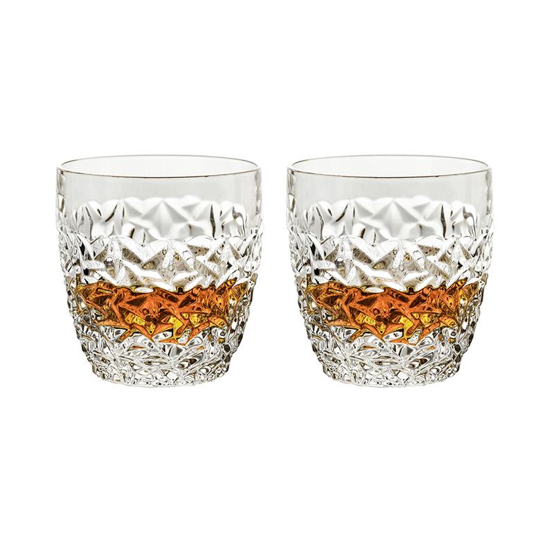 2pcs Sets Diamond Relief Whiskey Glass 250ml/350ml Cocktail Glass Transparent Beer Cup Luxury Wine Glasses Home Drinking Glasses