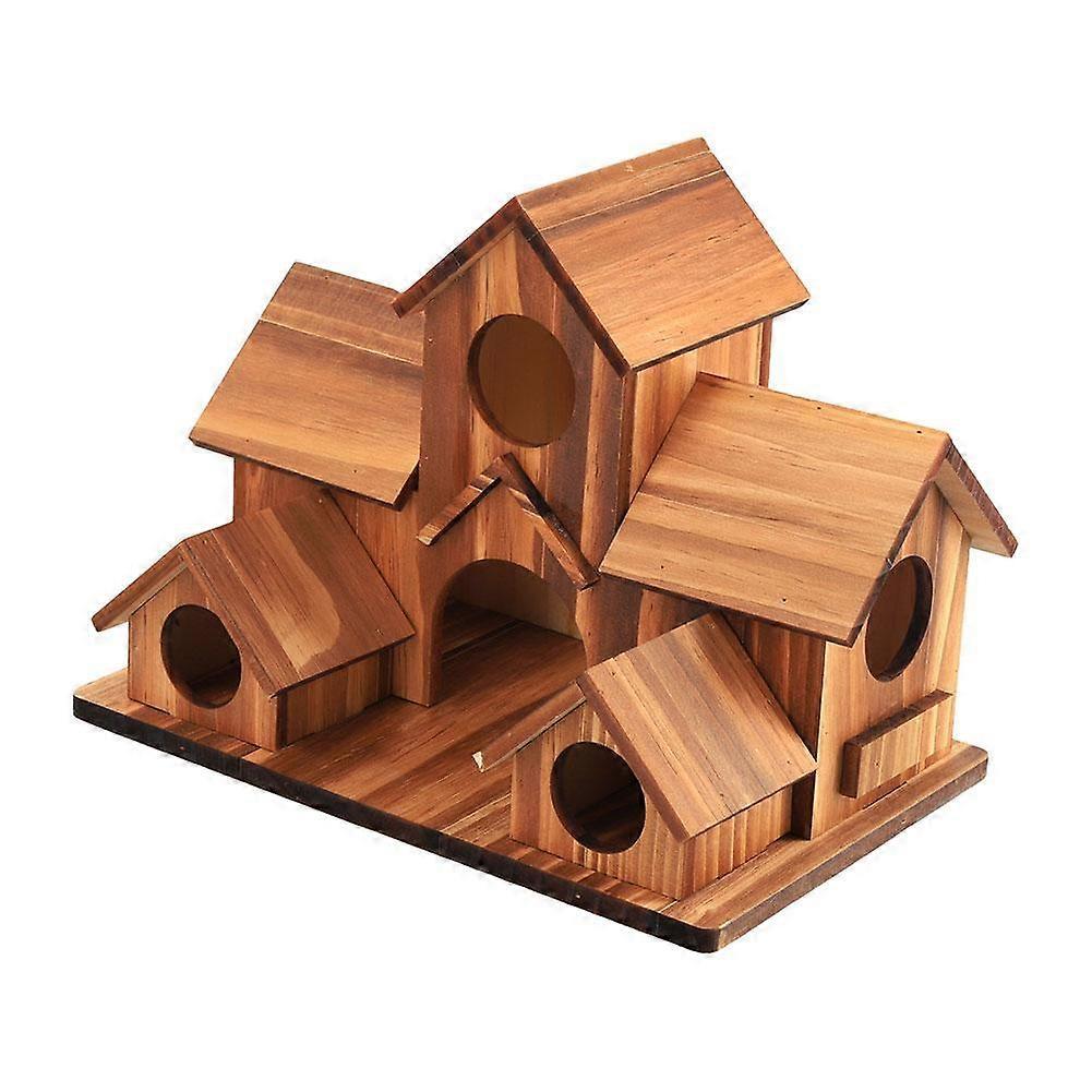 Wooden Outdoor Parrot Hummingbird Birdhouse Garden Cottage Solid Hanging Feeder Wooden Ornament