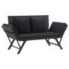 VidaXL Garden Bench with Cushions 176 Cm Black Wicker