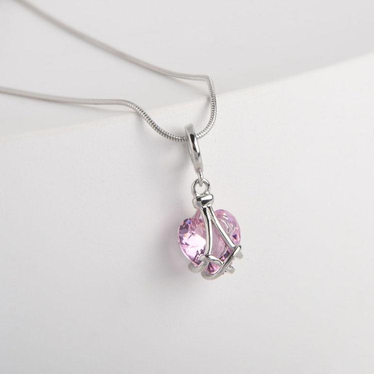Colier Castelu de Diamante cu Cuarț Roz Colier cu Pandantiv Inimă din Piatră de Lună Pentru Femei Accesorii de Bijuterii la Modă Minunate Cadou Pentru Ea