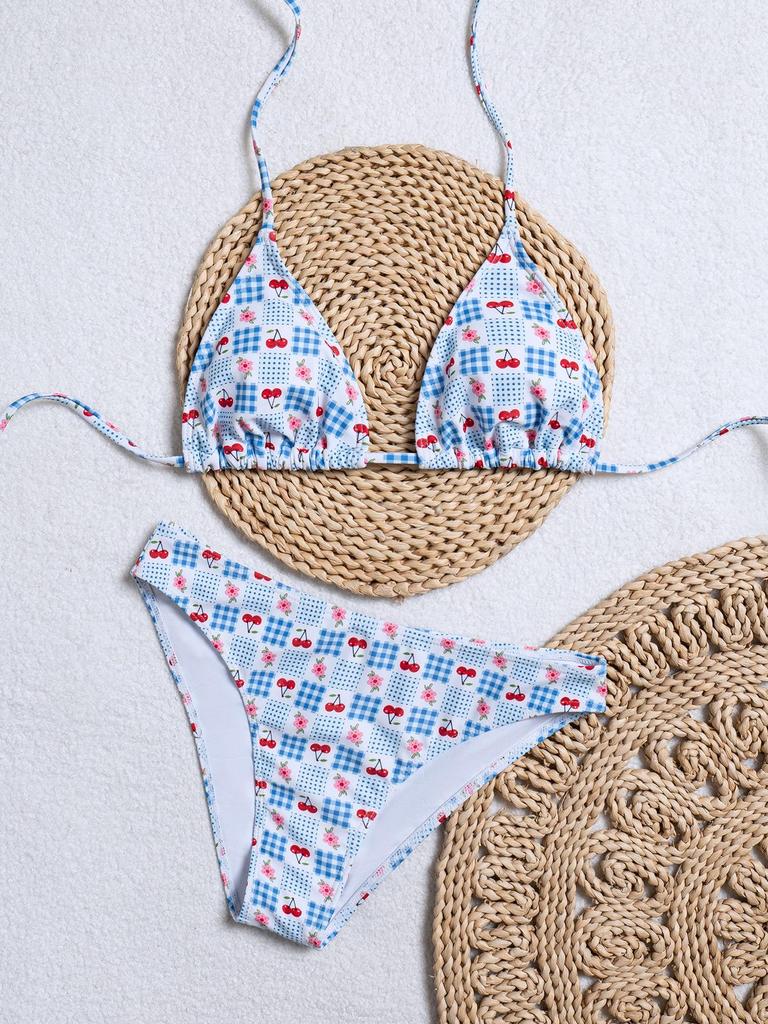 "2025 Bikini Sexy cu Șireturi din Dantelă cu Imprimeu Leopard, Costum de Baie din Două Piese pentru Femei"