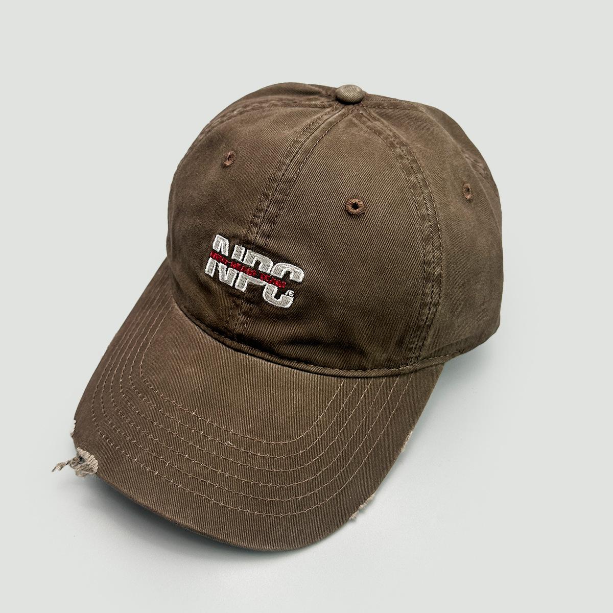 Design Niche Ripped Embroidered Letter Baseball Cap Men S And Women S Sunshade Street American Retro Cap 52-60cm коричневый