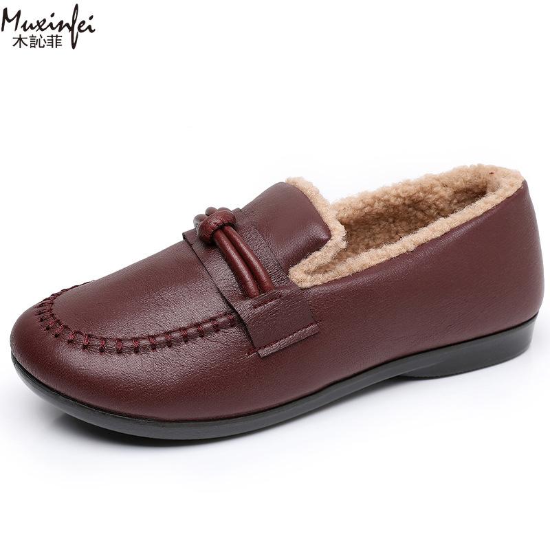 Winter New Style with Plush Thick Cotton Shoes Anti Slip Waterproof Warm and Flat Bottom Women's Boots Soft Soled Women's