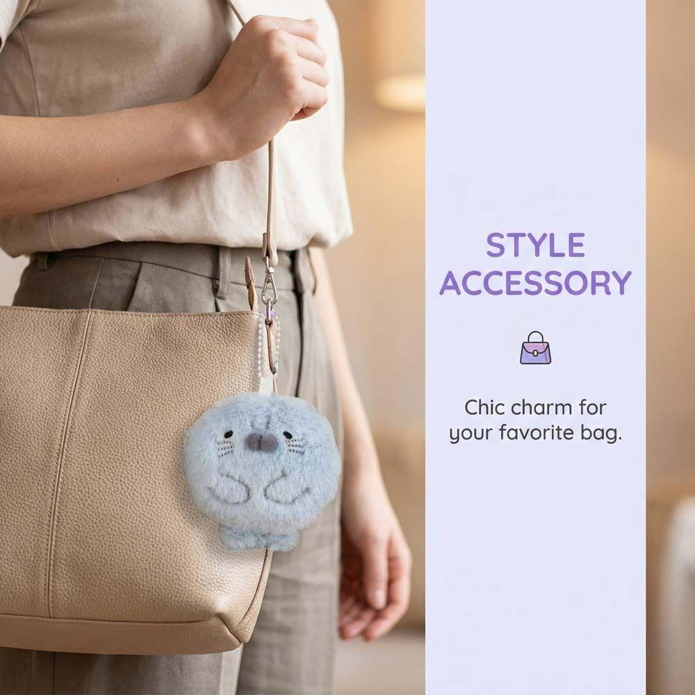 Metal Ring Seal Plush Keychain Bag Charms Seal Plush Key Ring Seal Doll Pendant  Women Girls