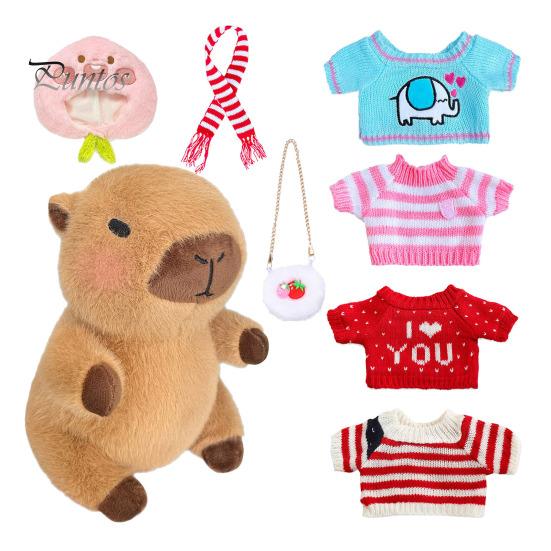 

Мягкая игрушка капибара с аксессуарами для одежды 9,84 дюйма, набор для самостоятельного изготовления милых мягких игрушек для девочек и мальчиков, обнимающаяся плюшевая капибара F