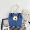 Drawstring Canvas Bucket Bag for Women, Small Corduroy Tote Pouch, Portable Makeup Bag, Snack Purse, Daily Handheld Bag CLE