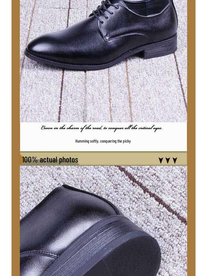 Men's Summer Business Formal Leather Shoes with Inner Height Increase - British Korean Style, Lace-up, Casual Trend.