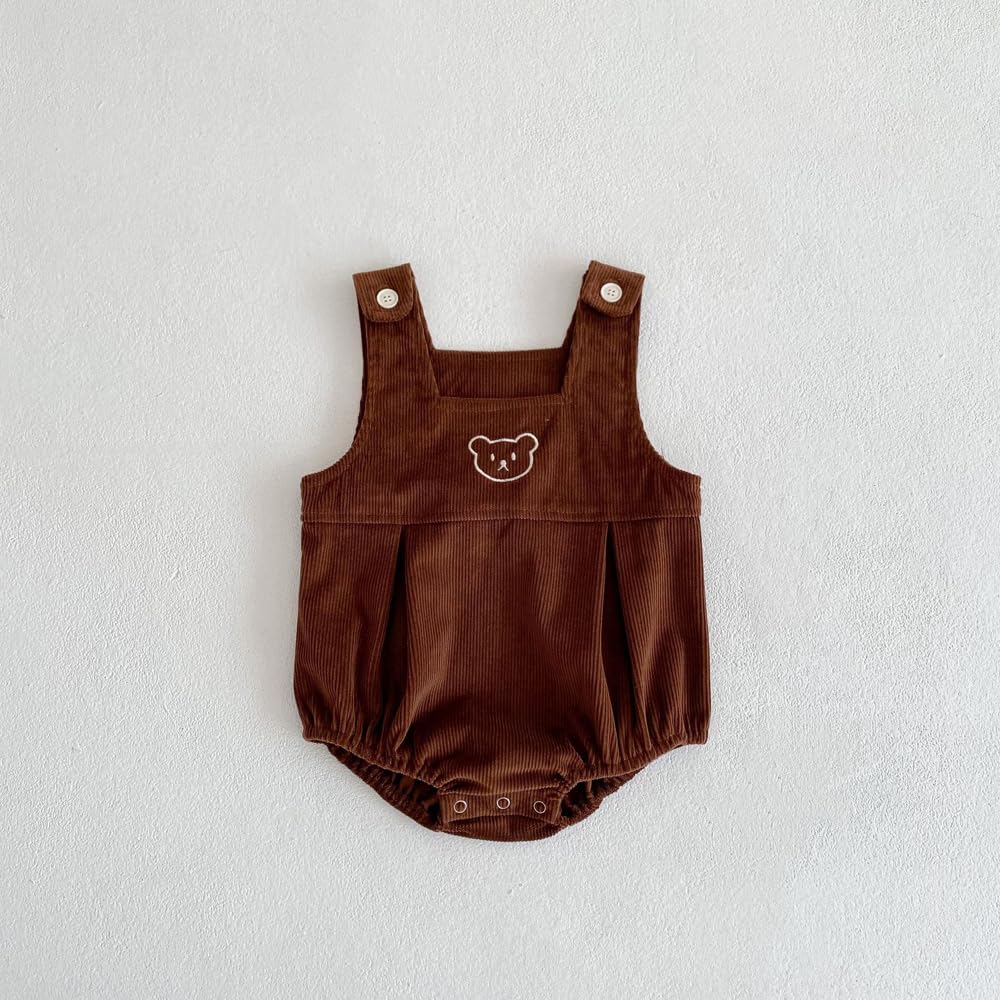 Baby koi Baby Clothes Overalls Tops Spring Autumn Clothes Bodysuit Girls Onesie Long Sleeve Shirt Top and Bottom Set Baby Birthday Gift Border Coffee