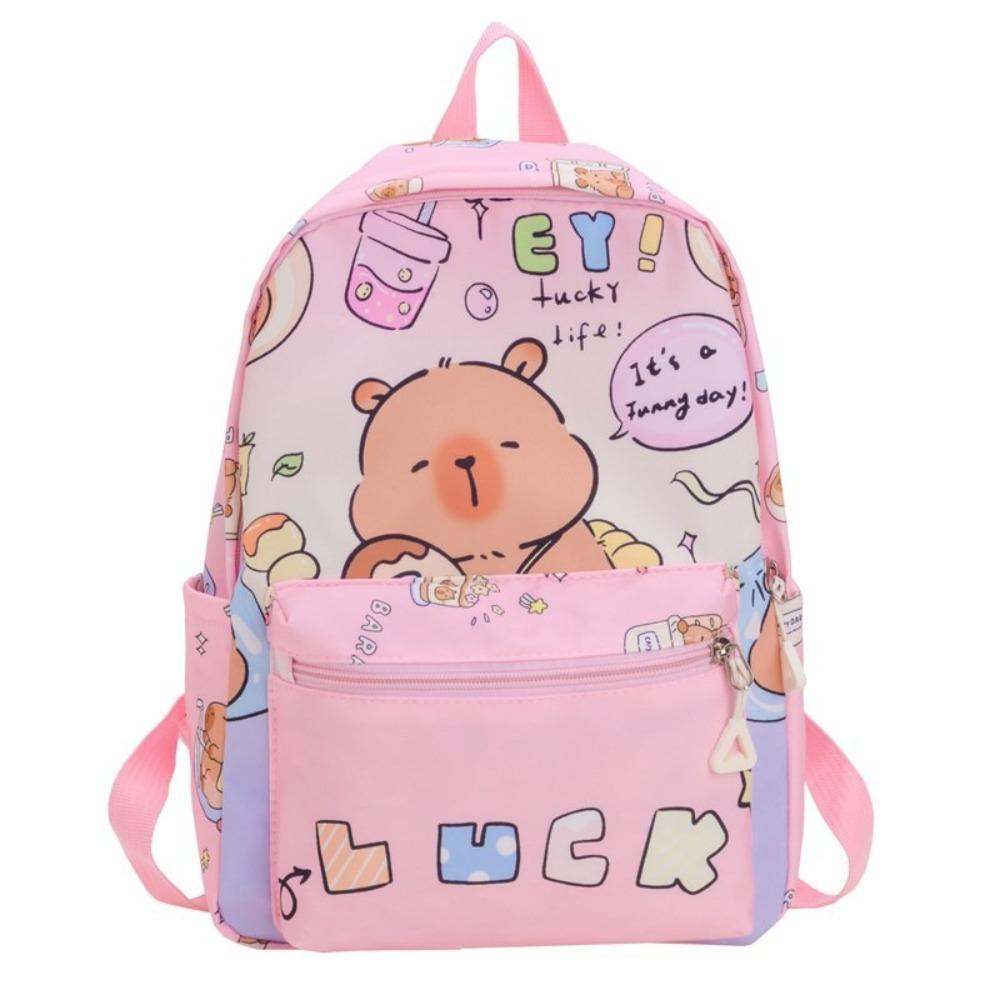 

Thickened Capybara Backpack Wide Straps Children School Bag Cartoon Animal Daypack Daily хакі