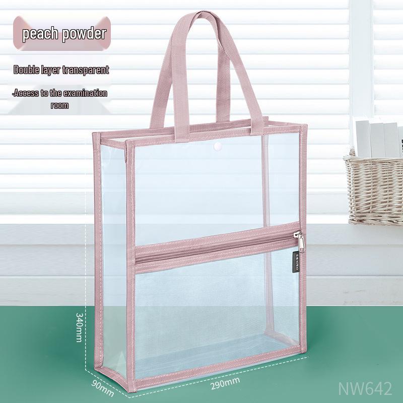 Large Capacity Transparent Double-Layer PVC Document Bag
