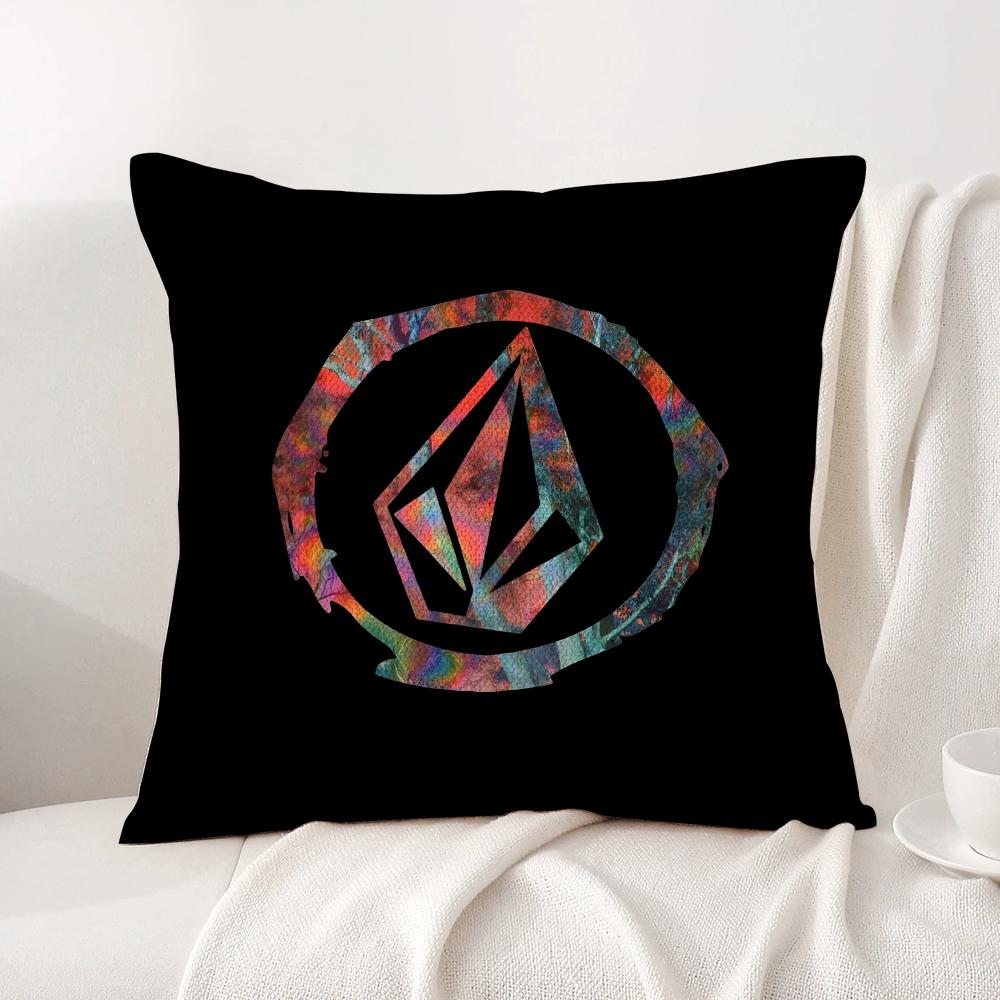 VVolcomS LOGO Cushion Cover Natural Linen Organic Fabric DoubleSided Printing Sofa Home Decor Breathable Bed Pillow