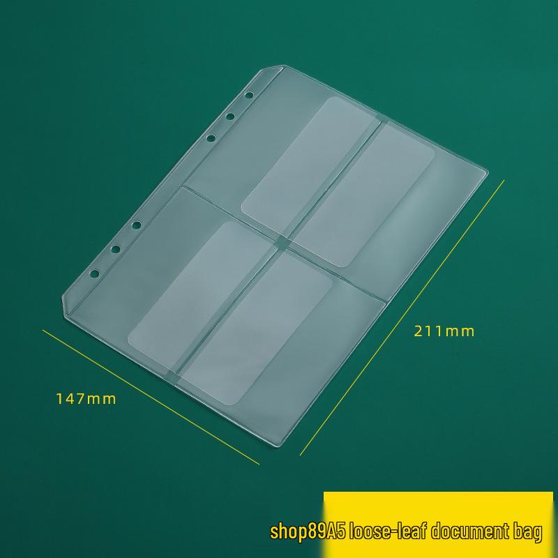 Pochettes transparentes en PVC de différentes tailles avec fermeture éclair: Rangement de documents A6/A5 et porte-cartes de visite A7, conception à 6 trous.