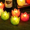 LED Schwingender Lotus Schmuck: Immer leuchtende elektronische Kerzenlampe mit bunten Lichtern