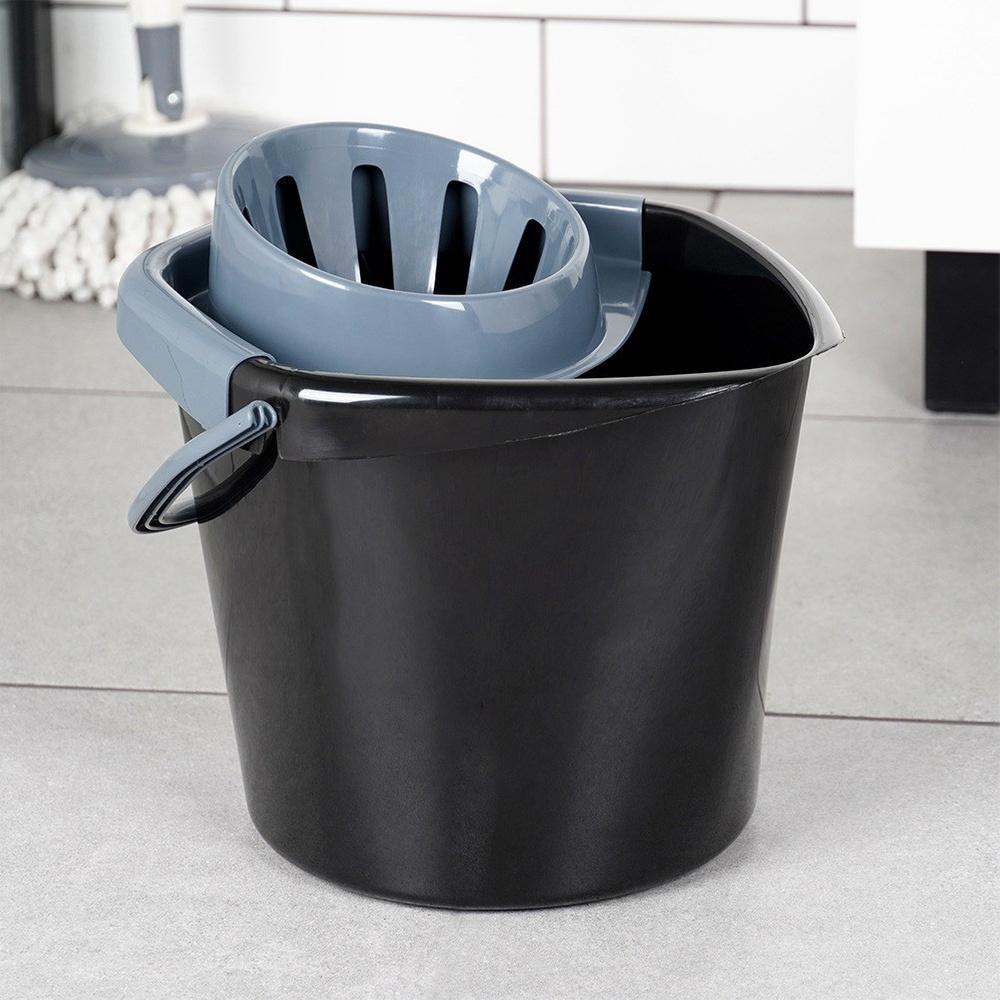 Universeller Plastik-Wischmopp-Eimer mit Auspressevorrichtung für Schnurmopp und Streifen 14L