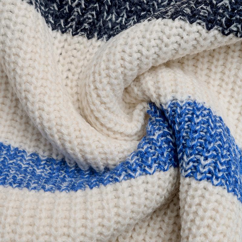 2025 Autumn/Winter Women's Loose Striped V-Neck Knit Sweater