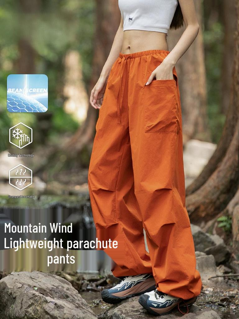 Women's Rose Red Quick-Dry Summer Windbreaker Hiking Pants - Lightweight, American-Style, Ideal for Outdoor Activities.