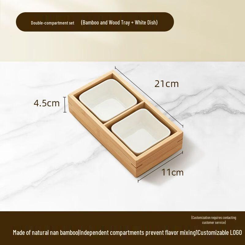 Japanese Style Multi-Compartment Bamboo Serving Platter