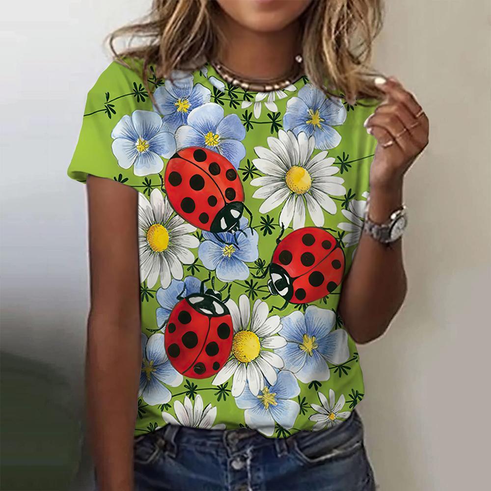 New Cute Animal T-Shirts Worm 3D Print Summer Women O-Neck Short Sleeve T Shirt Harajuku Tops Oversized Y2k Tees Female Clothing