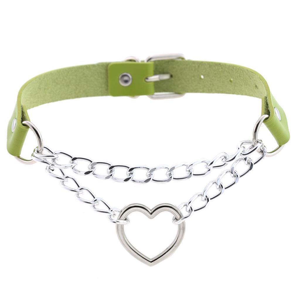 Pastelově gothický choker srdíčkový obojek pro dívku cosplay Harajuku náhrdelník krční pásek choker Kawaii růžové estetické doplňky