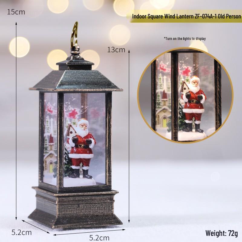 Christmas LED Flame Telephone Booth Ornament - Small Oil Lamp Prop for Coffee Shop, KTV, Scene Decor.