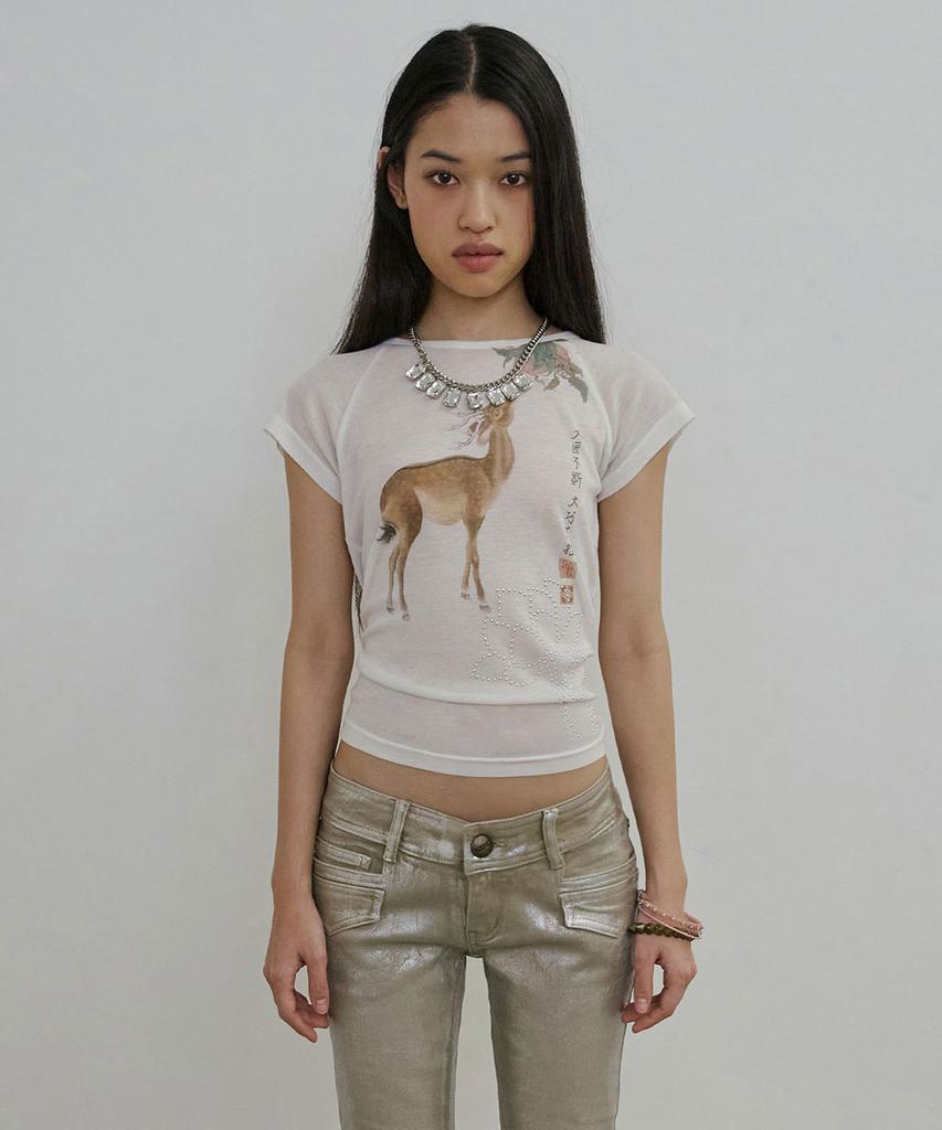 SCULPTOR Zen Deer Tee White