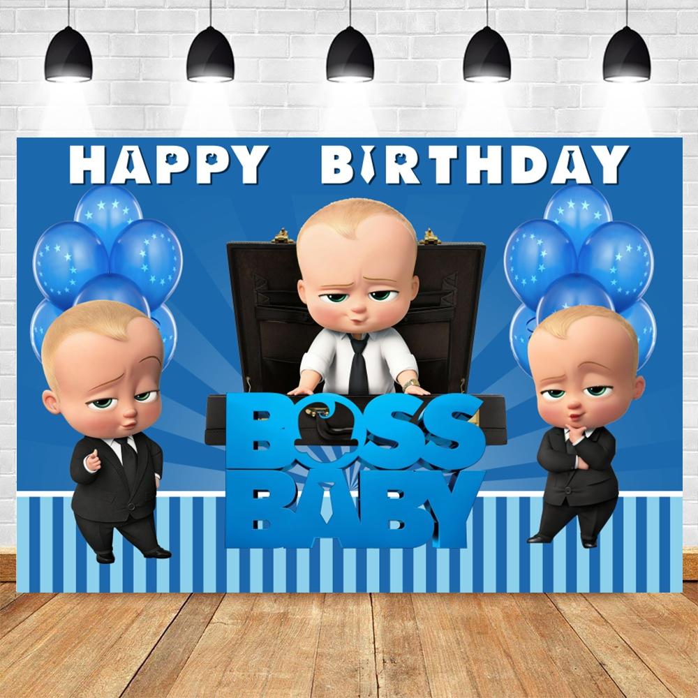 Boss Baby Thema Achtergrond Meisje Jongen Verjaardagsfeest Kinderkamer Decoratie Fotografie Achtergrond Gepersonaliseerd Naam Poster Banner