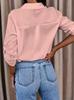 Ladies Casual Button Up Office Shirt Solid Color Long Sleeve Blouse with Collar Business Work Top for Daily Wear