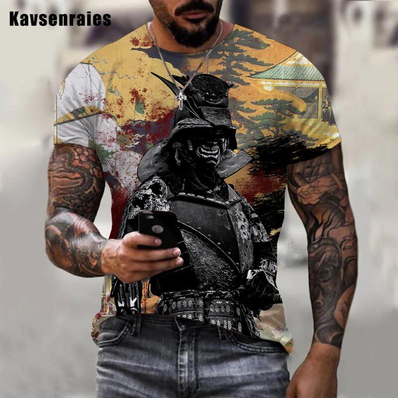 Men Women Fashion Harajuku 3D Samurai Printed T-shirt Casual Cool Trendy Large Size Short Sleeve O-Neck T-shirt