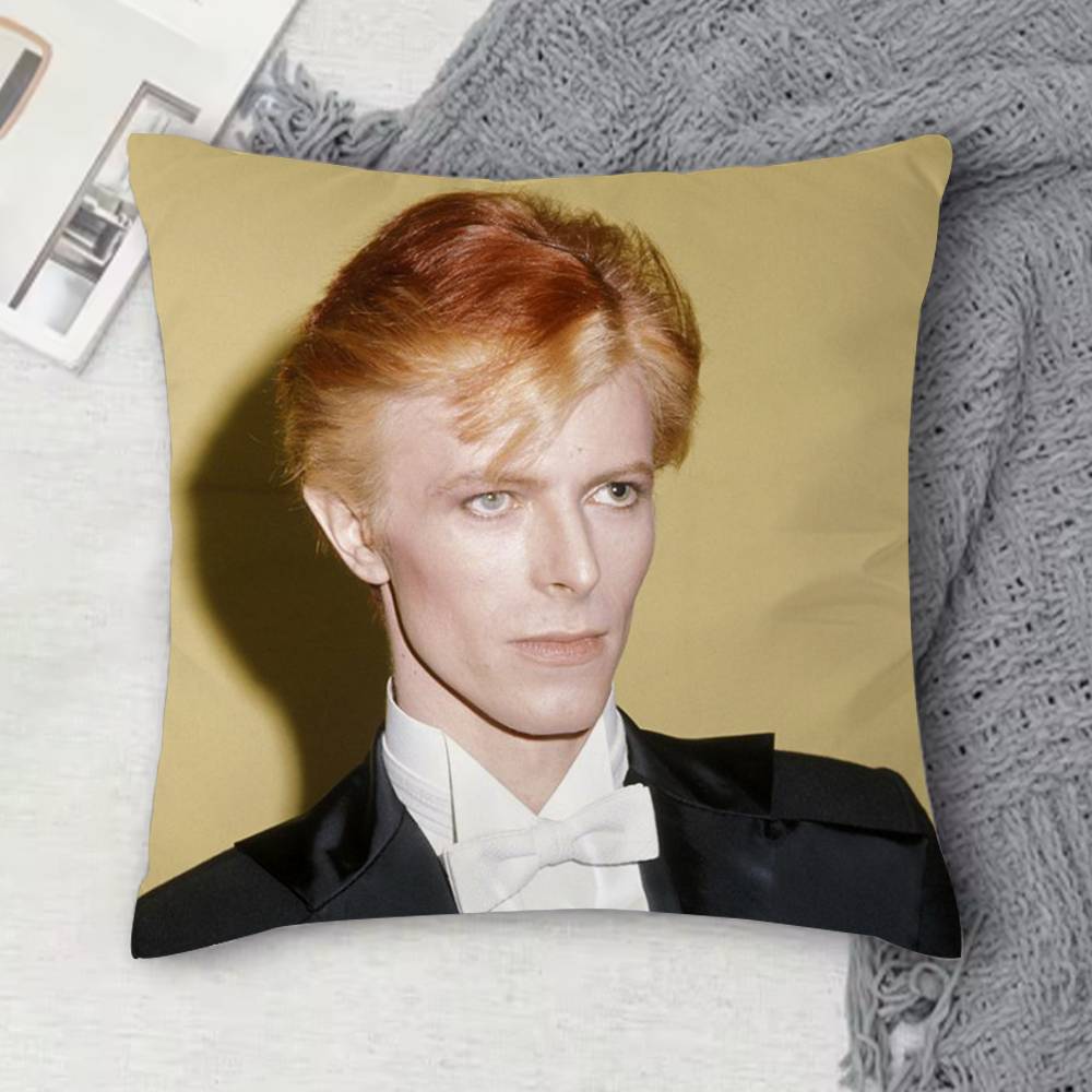 Housse de coussin décorative carrée imprimée recto-verso David Bowie pour canapé, salon, décoration intérieure