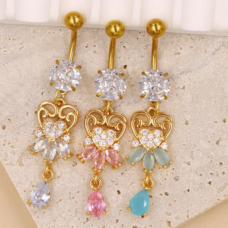 

Exquisite Hollow Heart Tassel Belly Button Ring For Women Girls Sweet Belly Ring Sexy Navel Piercing Jewelry Gifts